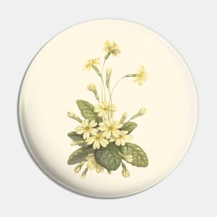 Primrose Flower Vintage Botanical Illustration Pin