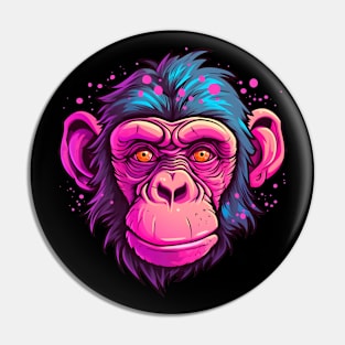 Pink chimpanzee face Pin