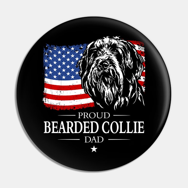 Proud Bearded Collie Dad American Flag patriotic gift dog Pin by wilsigns