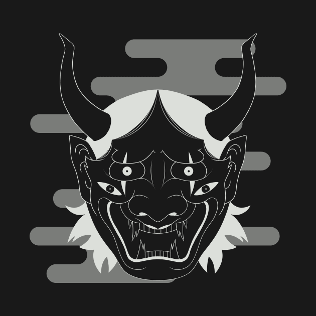 Hannya Mask HM002 - SILVER/LIGHT GREY by Nekomakino_Art