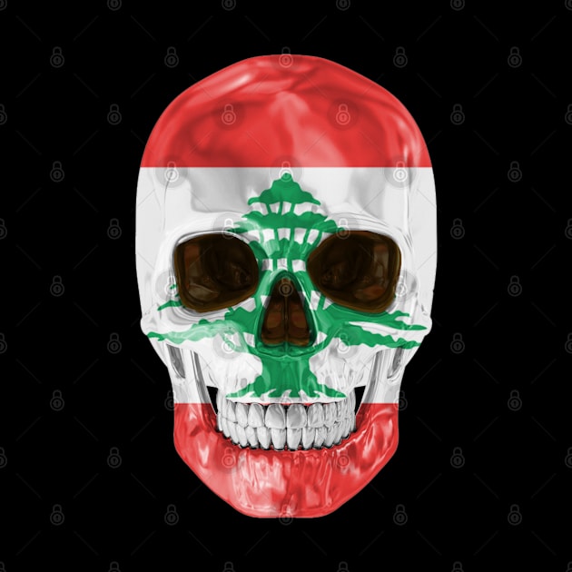 Lebanon Flag Skull - Gift for Lebanese With Roots From Lebanon by Country Flags