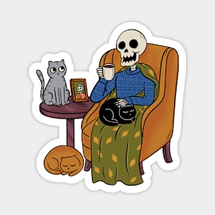 Cozy Skeleton and cats Magnet