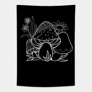 Line Art Design Mushroom Tapestry