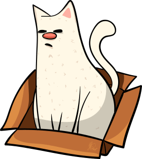 White Cat In A Box Design Magnet