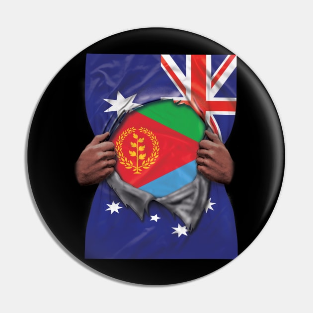 Eritrea Flag Australian Flag Ripped Open - Gift for Eritrean From Eritrea Pin by Country Flags