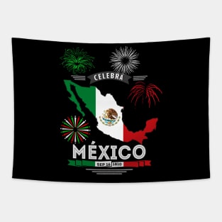 Celebrando Mexico Playera de la Independencia de Mexico Mexican Independence Day Tapestry