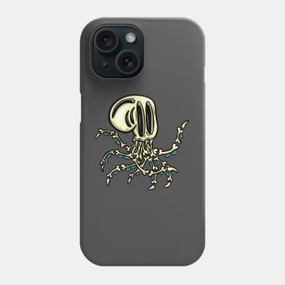 Octopus Skeleton Spooky Halloween Cartoon Illustration Phone Case