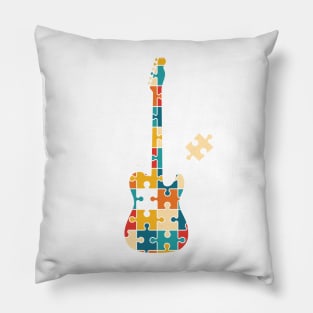 Retro Style Puzzle T-Style Electric Guitar Silhouette Pillow