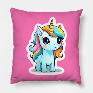 cute Kawaii Unicorn sticker Pillow