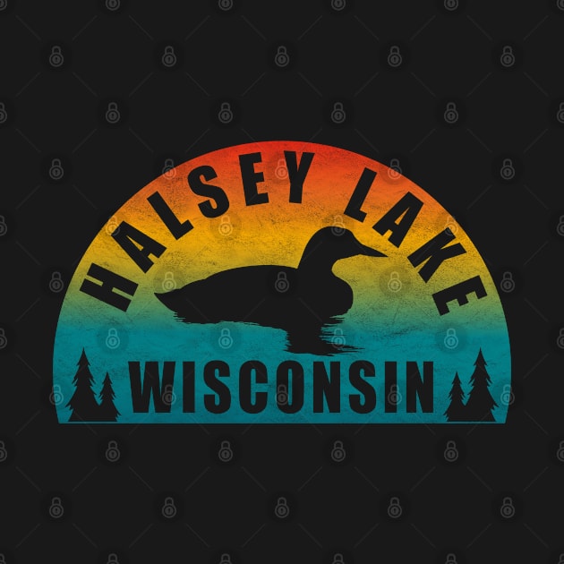 Halsey Lake Northern Wisconsin Sunset Loon by BirdsEyeWorks