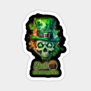 St. Patrick's Day Skull and Shamrocks Design Magnet