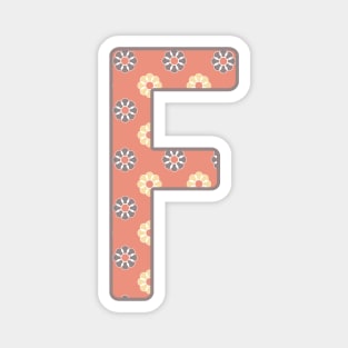 MONOGRAM LETTER F PINK FLORAL TYPOGRAPHY DESIGN Magnet