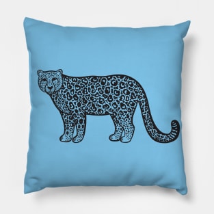 Snow Leopard - hand drawn detailed big cat design Pillow