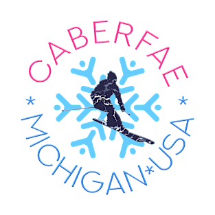 Caberfae, Michigan - Man Skier, Blue Snowflake T-Shirt