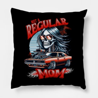 Not A Regular Mom Skeleton Sunglasses Racing Race Car Street Car Supercharger Mothers Day Mama Mother Mommy Pillow