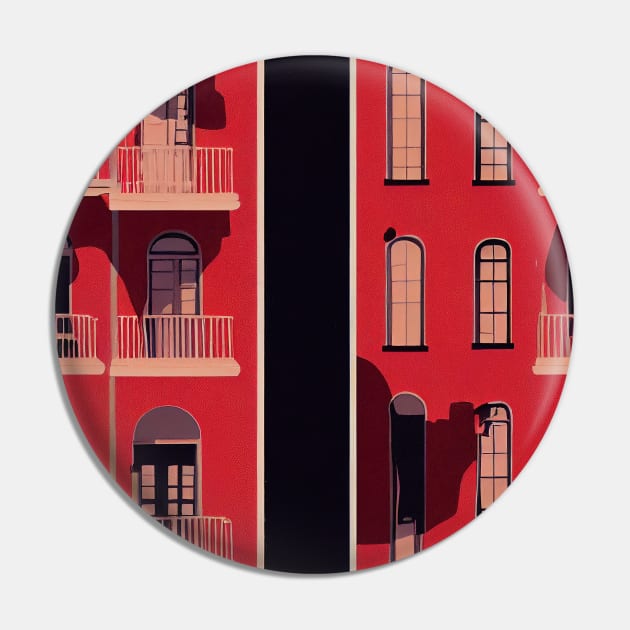 Wes Anderson Red Neighborhood Windows Pin by Motif Mavens