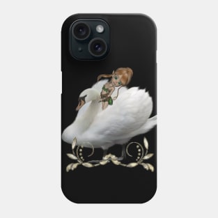 Beautiful white swan with cute fairy Phone Case