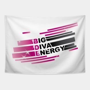 BDE: Big Diva Energy. Empowering positive energy sparkle message (dark) Tapestry