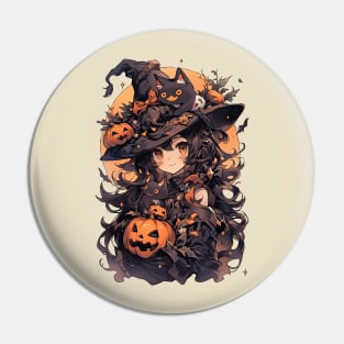 Anime witch Halloween Pin