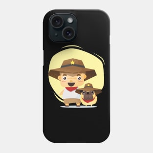 Boy and Dog in Sheriff Costume Phone Case