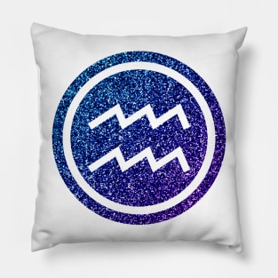 Blue Purple Glitter Zodiac - Aquarius Pillow