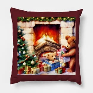 Teddy Bear Christmas - Big Bear and Baby Bear Pillow