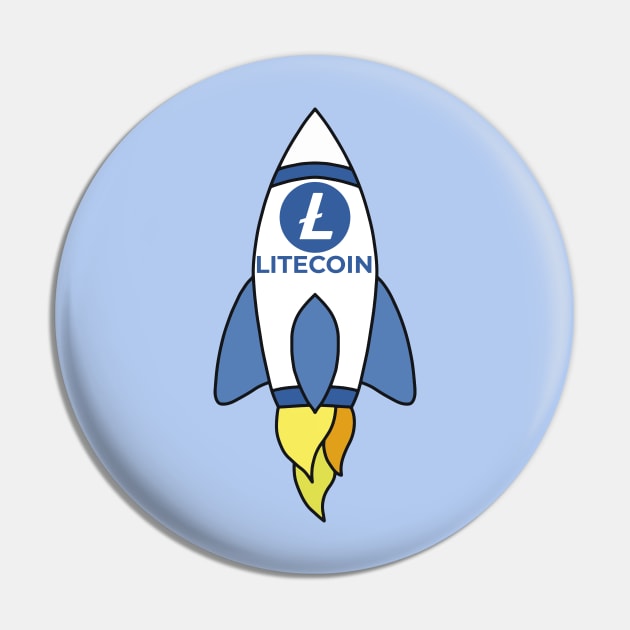 Litecoin To The Moon Rocket Pin by DiegoCarvalho