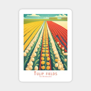 Vinatge Retro Vibrant Tulip Fields Poster Magnet