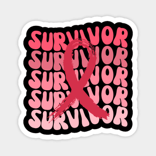 Groovy Pink Ribbon Breast Cancer Survivor Gift For Mom Magnet
