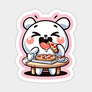 cute bunny eating pizza Magnet