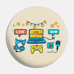 Game Streamer elements concept Pin