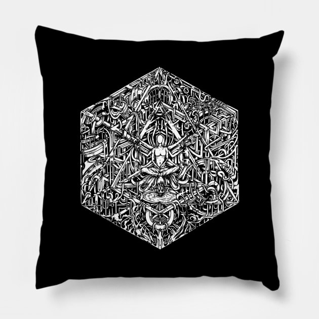 Hexagonal Layers of Reality | Psychedelic Art Pillow by Trippinink