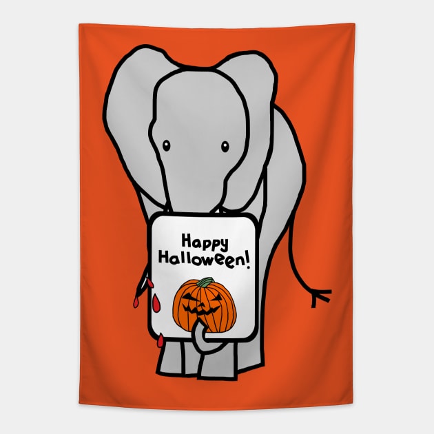 Vampire Horror Elephant with Halloween Card Tapestry by ellenhenryart