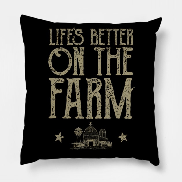 Life Is Better On The Farm Pillow by JakeRhodes