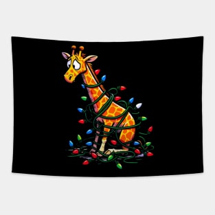 Funny Christmas Giraffe Tapestry