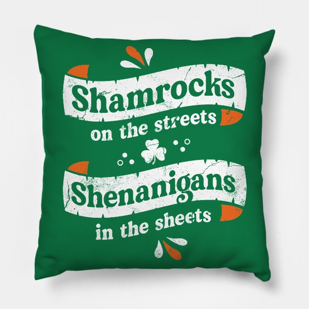 Vintage Distressed Irish Shamrock - St Paddy's Day - Craic Crew Pillow by Nemons