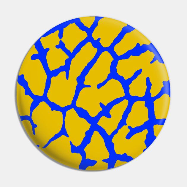 Giraffe Print Yellow Blue Pin by BlakCircleGirl