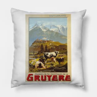Gruyere (Gruyeres) Switzerland - Vintage Travel Poster Pillow