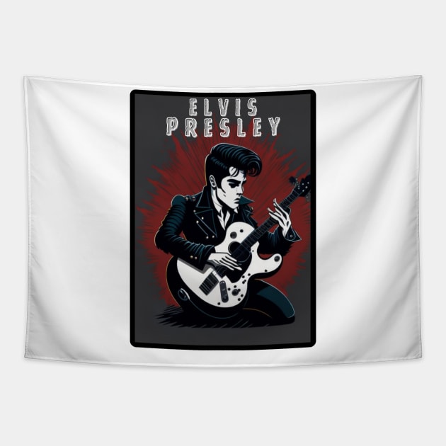 Elvis Presley playing guitar Tapestry by Katab_Marbun