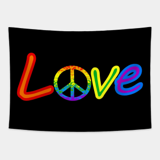 Peace And Love Pride Typography Tapestry