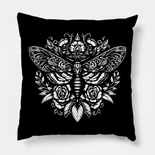 moth and flowers tattoo Pillow