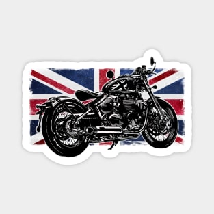 Bobber Motorcycle | Great Britain Flag | Custom Classic Motorcycles Magnet