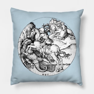 Saint George and the Dragon and Maiden Medieval Renaissance art Pillow