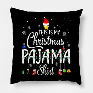 This Is My Christmas Pajama Xmas Lights Funny Holiday Pillow