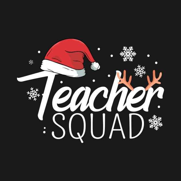 Disover Christmas Teacher Squad Xmas Reindeer Santa Hat Teaching - Teacher - T-Shirt