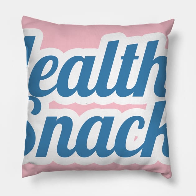 Healthy Snack-blue letters with white outline Pillow by WildPegasus