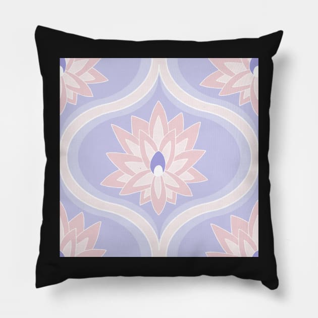 candy and periwinkle lotus flower ogee pattern Pillow by colorofmagic