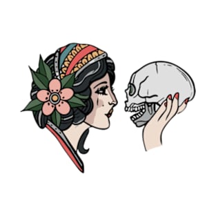 Lady with skull tattoo style T-Shirt