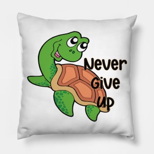 Never Give Up - Inspirational Turtle Gift Pillow