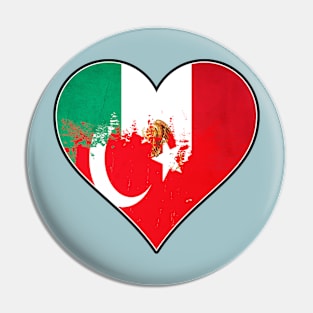 Mexican and Turkmen Heart Mix Heritage Flag Pin